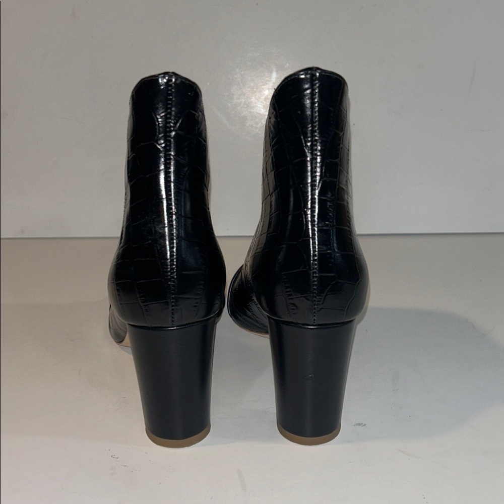 Malone Souliers Clara Black Croc-Embossed Pointed Ankle Boots - Picture 8 of 15